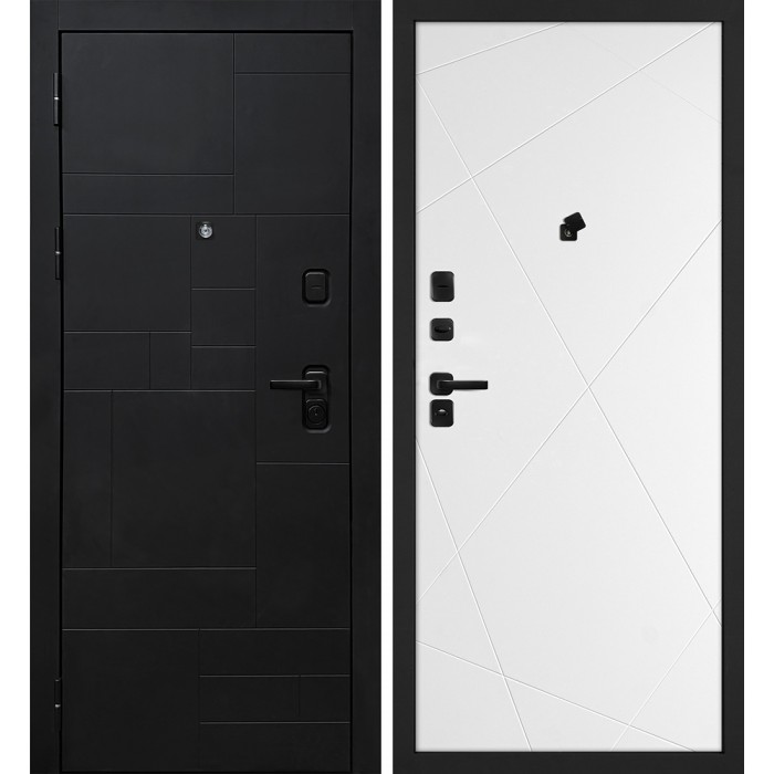 Дверь Скамбио Порте Лабиринт-201/PR-103 Черный мягкая шагрень / Белый
