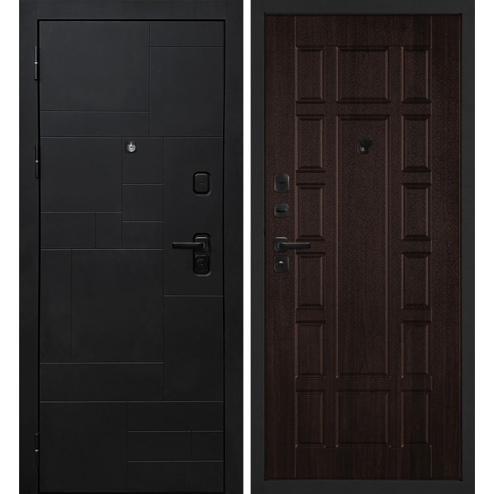 Дверь Скамбио Порте Лабиринт-201/PR-124 Черный мягкая шагрень / Дуб мореный