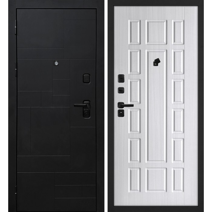Дверь Скамбио Порте Лабиринт-201/PR-124 Черный мягкая шагрень / Сандал белый