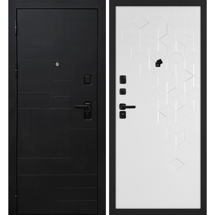 Дверь Скамбио Порте Лабиринт-201/PR-126 Черный мягкая шагрень / Белый