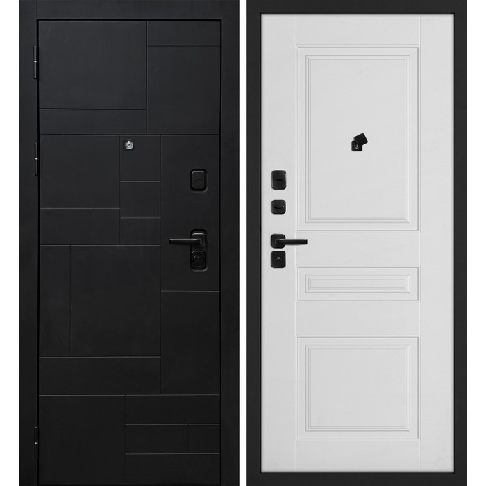 Дверь Скамбио Порте Лабиринт-201/PR-150 Черный мягкая шагрень / Белый
