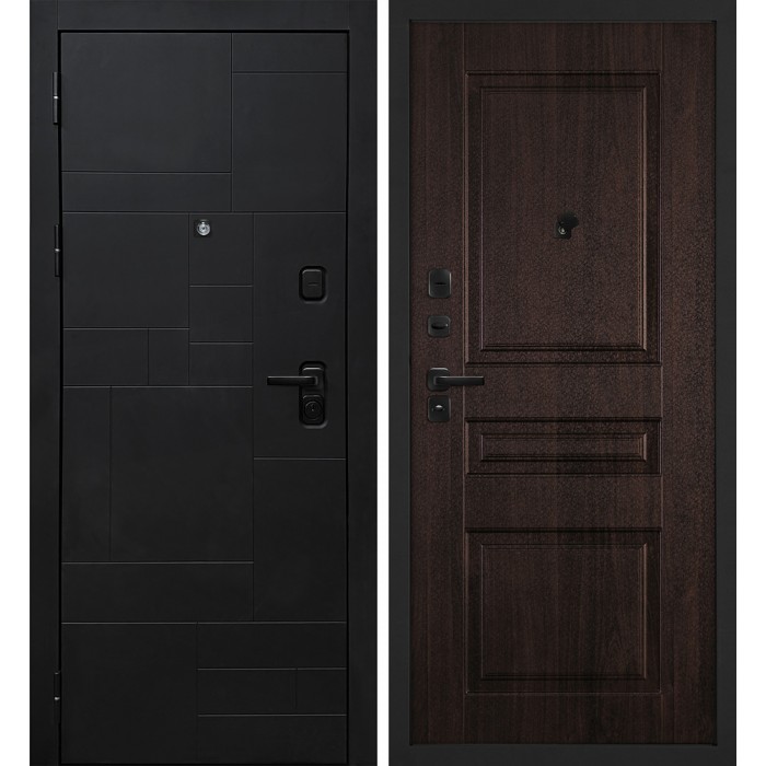 Дверь Скамбио Порте Лабиринт-201/PR-150 Черный мягкая шагрень / Дуб мореный