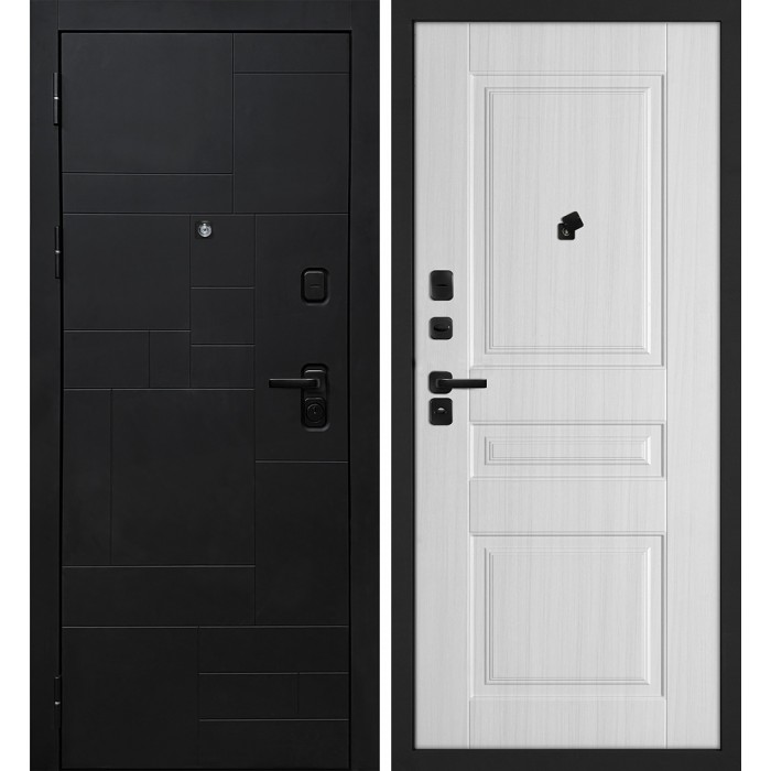 Дверь Скамбио Порте Лабиринт-201/PR-150 Черный мягкая шагрень / Сандал белый