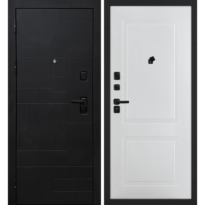 Дверь Скамбио Порте Лабиринт-201/PR-167 Черный мягкая шагрень / Белый