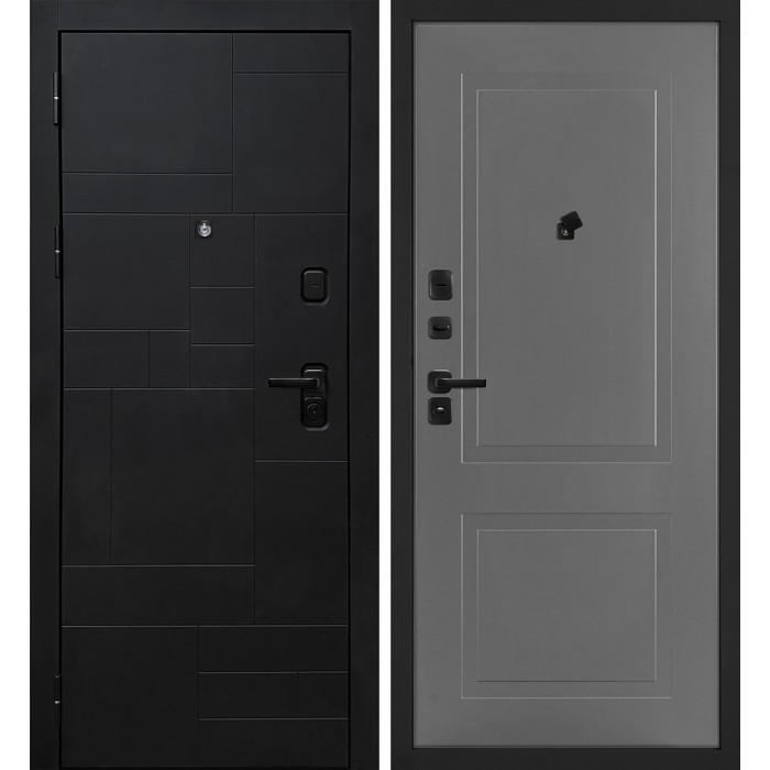 Дверь Скамбио Порте Лабиринт-201/PR-167 Черный мягкая шагрень / Серый
