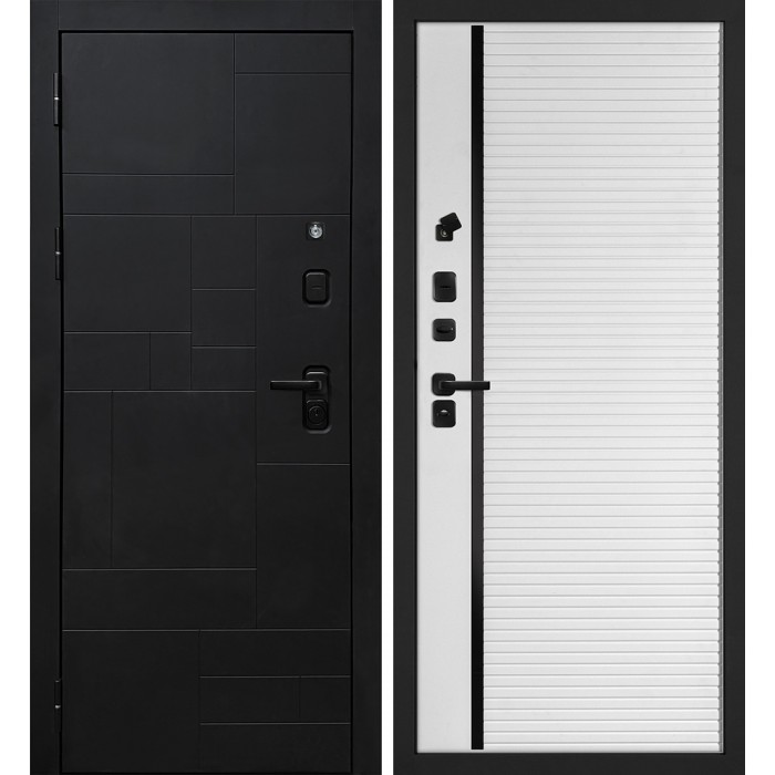 Дверь Скамбио Порте Лабиринт-201/PR-173 Черный мягкая шагрень / Белый