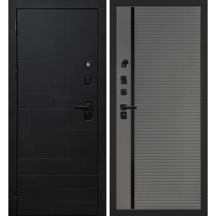 Дверь Скамбио Порте Лабиринт-201/PR-173 Черный мягкая шагрень / Серый