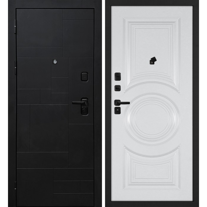Дверь Скамбио Порте Лабиринт-201/PR-177 Черный мягкая шагрень / Белый