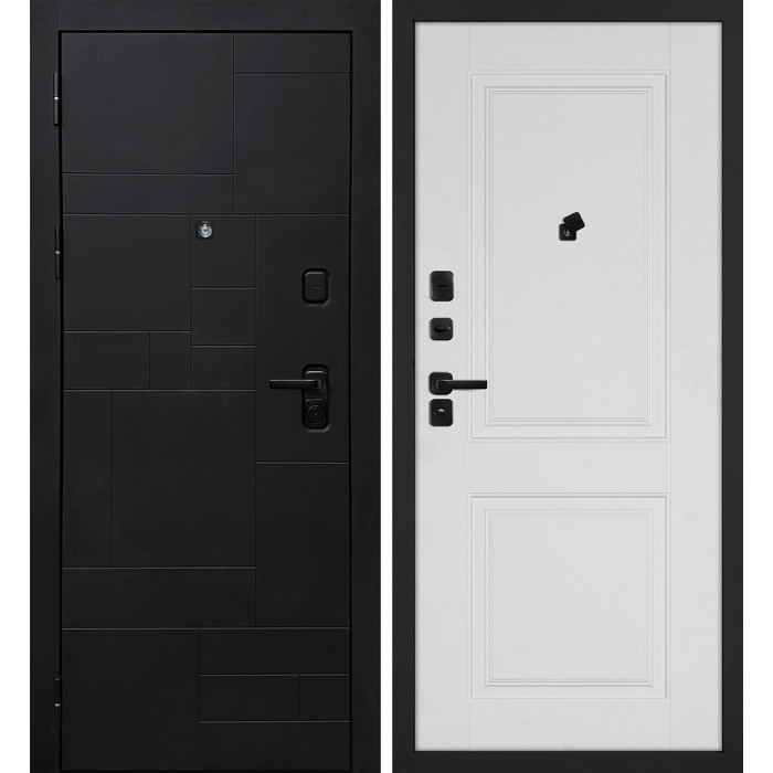 Дверь Скамбио Порте Лабиринт-201/PR-180 Черный мягкая шагрень / Белый