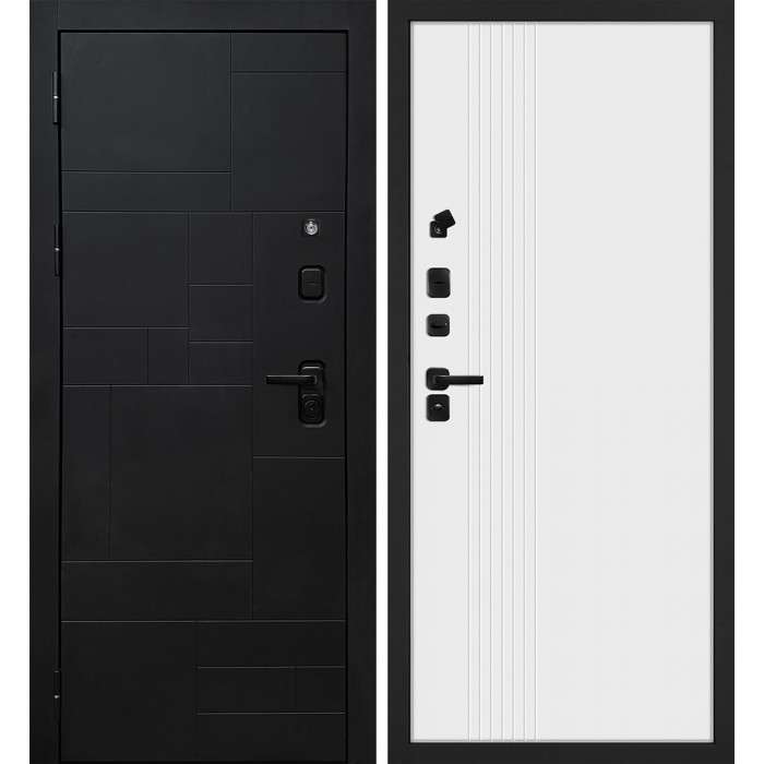 Дверь Скамбио Порте Лабиринт-201/PR-216 Черный мягкая шагрень / Белый