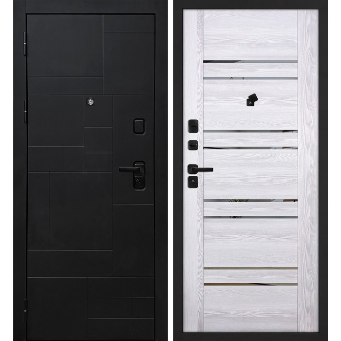 Дверь Скамбио Порте Лабиринт-201/PSK-1 Черный мягкая шагрень / Ривьера айс