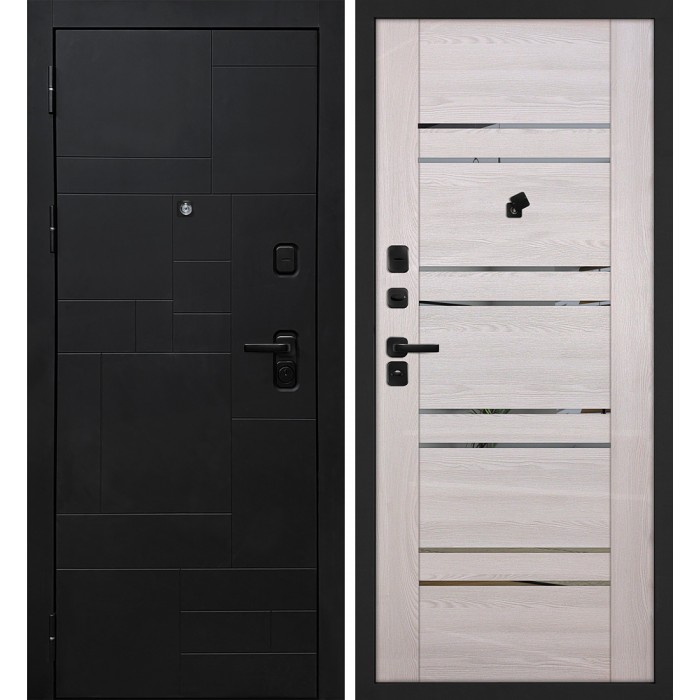 Дверь Скамбио Порте Лабиринт-201/PSK-1 Черный мягкая шагрень / Ривьера крем