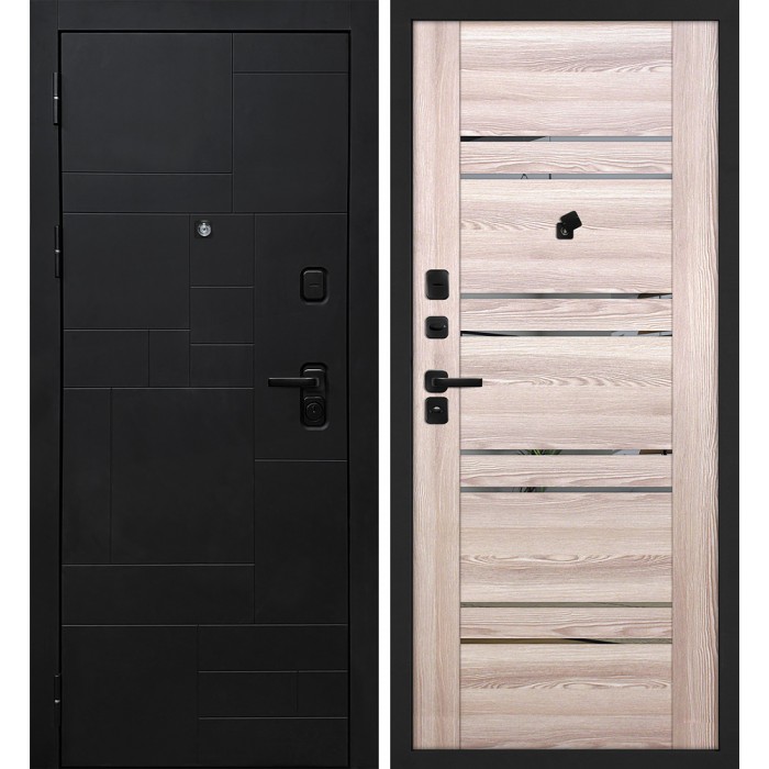 Дверь Скамбио Порте Лабиринт-201/PSK-1 Черный мягкая шагрень / Ривьера крен-экрю