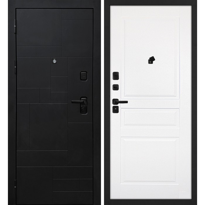 Дверь Скамбио Порте Лабиринт-201/Смальта-01 Черный мягкая шагрень / Белый ral 9003