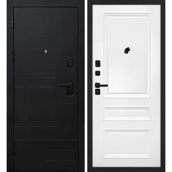 Дверь Скамбио Порте Лабиринт-201/Смальта-06 Черный мягкая шагрень / Белый ral 9003