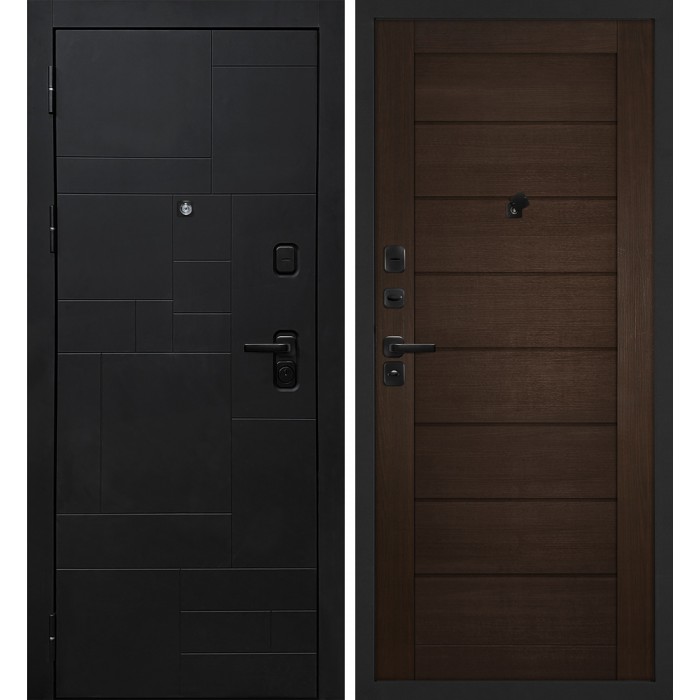 Дверь Скамбио Порте Лабиринт-201/ТЕХНО-708 Черный мягкая шагрень / Венге
