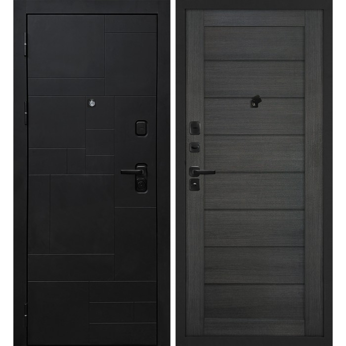 Дверь Скамбио Порте Лабиринт-201/ТЕХНО-708 Черный мягкая шагрень / Грей