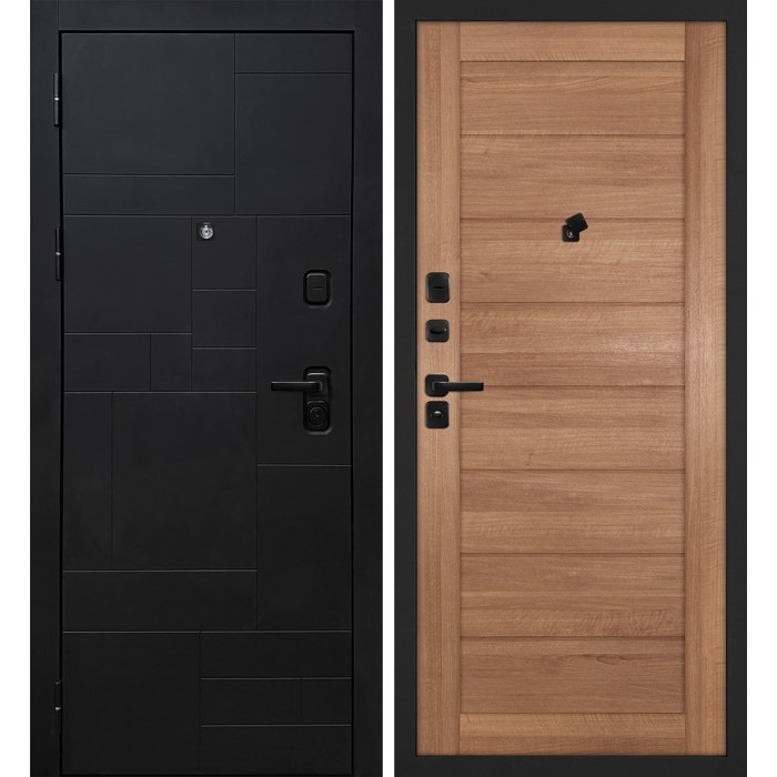 Дверь Скамбио Порте Лабиринт-201/ТЕХНО-708 Черный мягкая шагрень / Миндаль