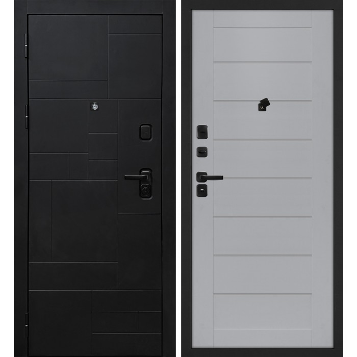 Дверь Скамбио Порте Лабиринт-201/ТЕХНО-708 Черный мягкая шагрень / Манхэттен