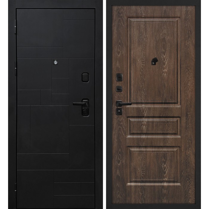 Дверь Скамбио Порте Лабиринт-201/Версаль-2 Черный мягкая шагрень / Дуб корица