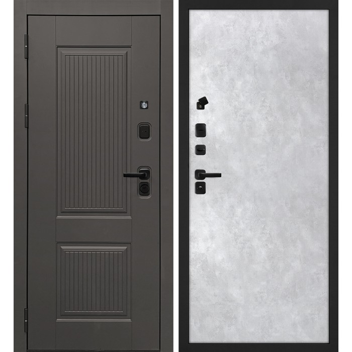 Дверь Скамбио Порте Линэя-214/Гладкая Коричнево-серый / Серый бетон