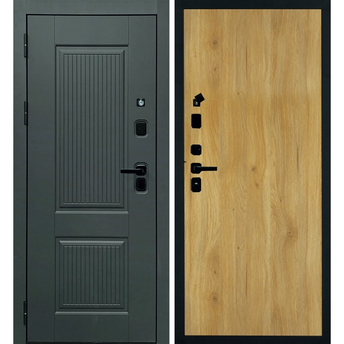 Дверь Скамбио Порте Линэя-214/Гладкая Коричнево-серый / Дуб золотистый