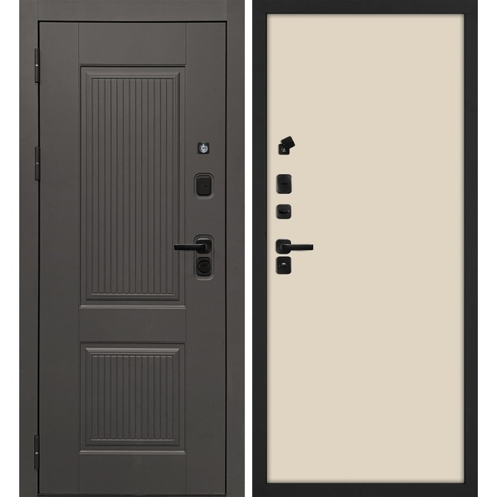 Дверь Скамбио Порте Линэя-214/Гладкая Коричнево-серый / Бежевый матовый