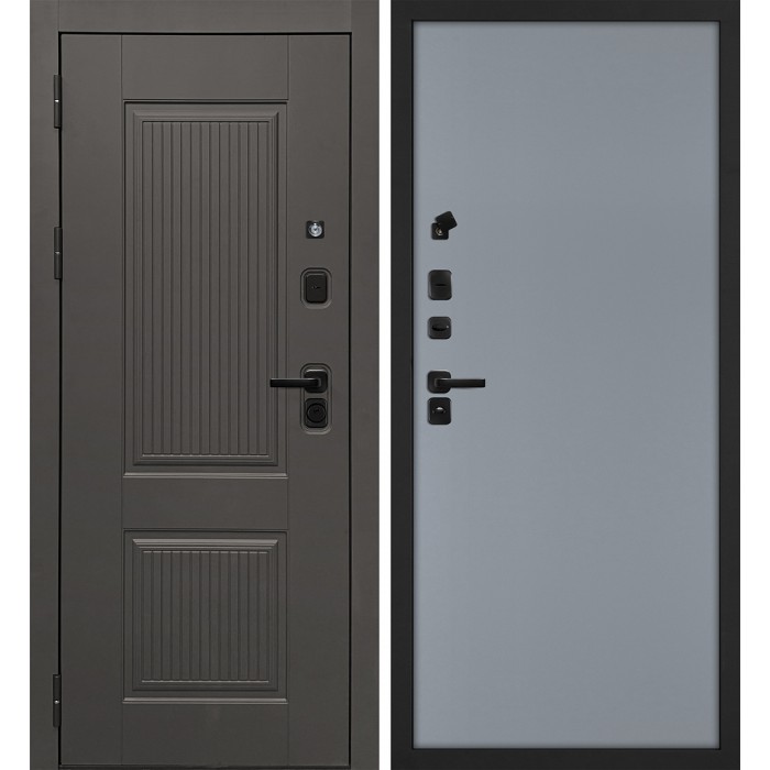 Дверь Скамбио Порте Линэя-214/Гладкая Коричнево-серый / Серый матовый