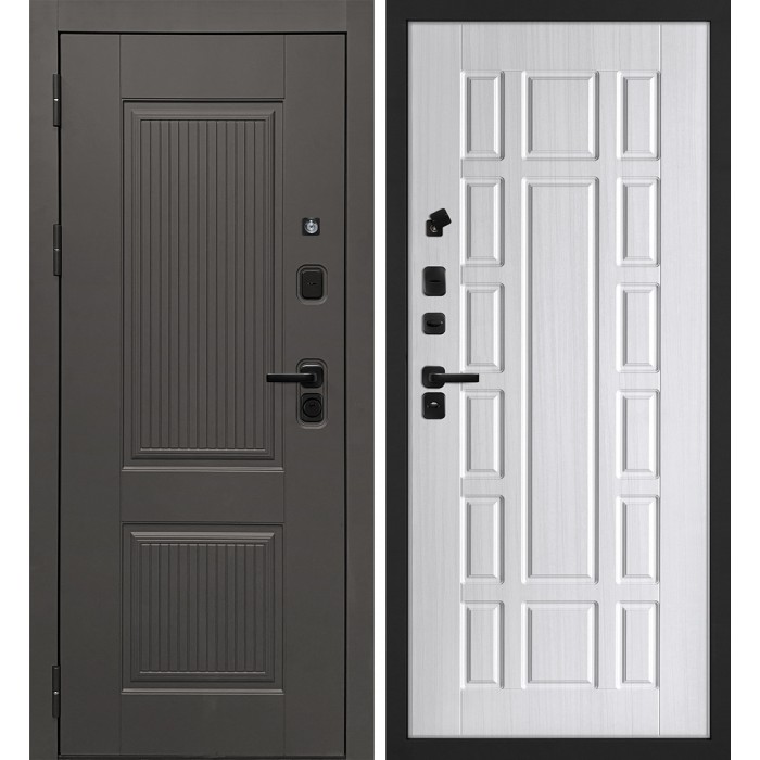 Дверь Скамбио Порте Линэя-214/PR-124 Коричнево-серый / Сандал белый