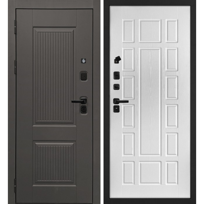 Дверь Скамбио Порте Линэя-214/PR-124 Коричнево-серый / белый ясень