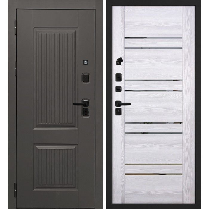 Дверь Скамбио Порте Линэя-214/PSK-1 Коричнево-серый / Ривьера айс