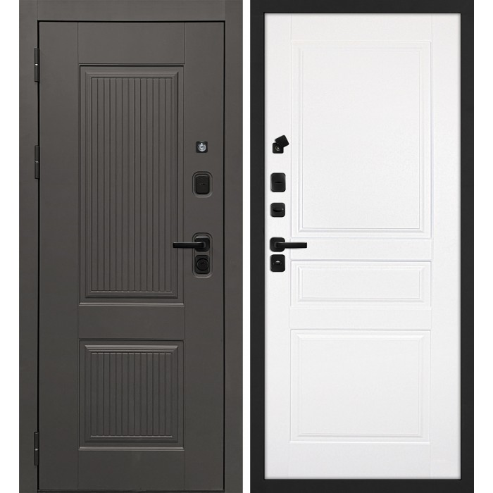 Дверь Скамбио Порте Линэя-214/Смальта-01 Коричнево-серый / Белый ral 9003