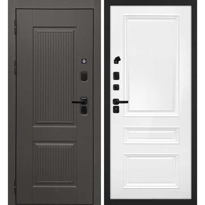 Дверь Скамбио Порте Линэя-214/Смальта-06 Коричнево-серый / Белый ral 9003