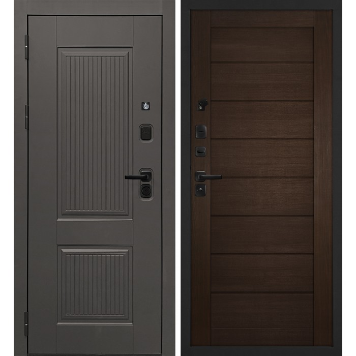 Дверь Скамбио Порте Линэя-214/ТЕХНО-708 Коричнево-серый / Венге
