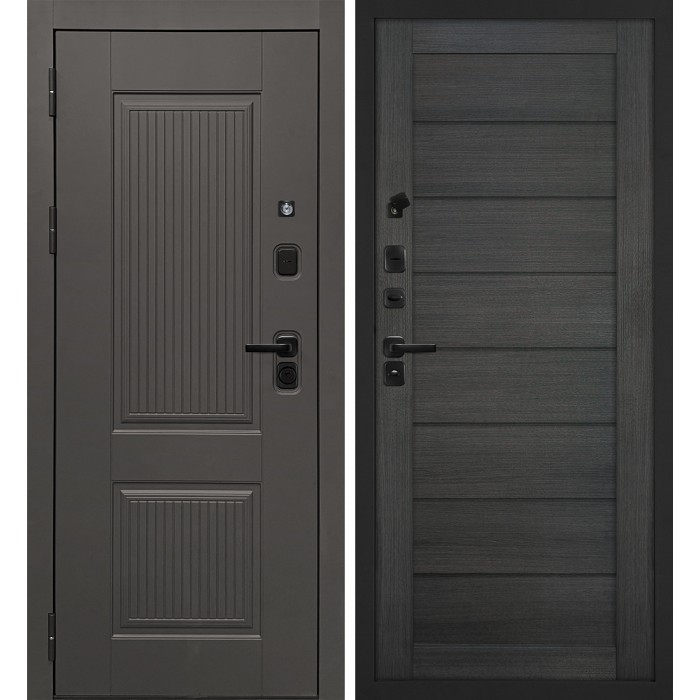 Дверь Скамбио Порте Линэя-214/ТЕХНО-708 Коричнево-серый / Грей