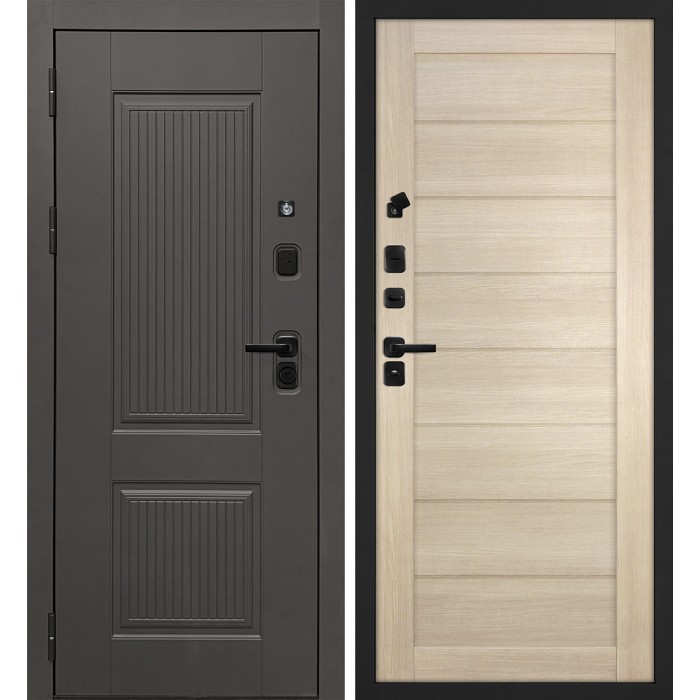 Дверь Скамбио Порте Линэя-214/ТЕХНО-708 Коричнево-серый / Капучино