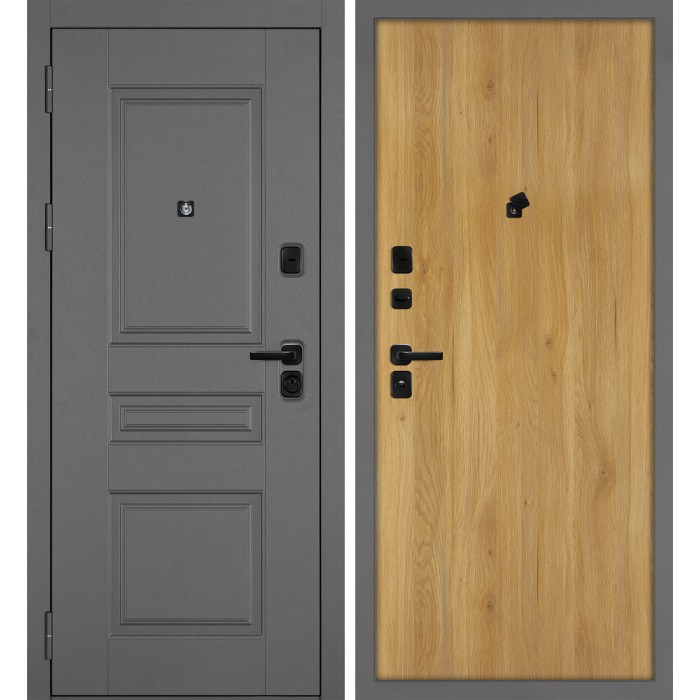 Дверь Скамбио Порте Октава-150/Гладкая Серый / Дуб золотистый