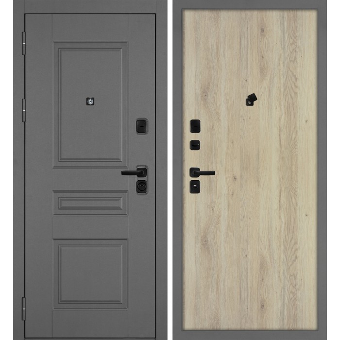 Дверь Скамбио Порте Октава-150/Гладкая Серый / Дуб молочный