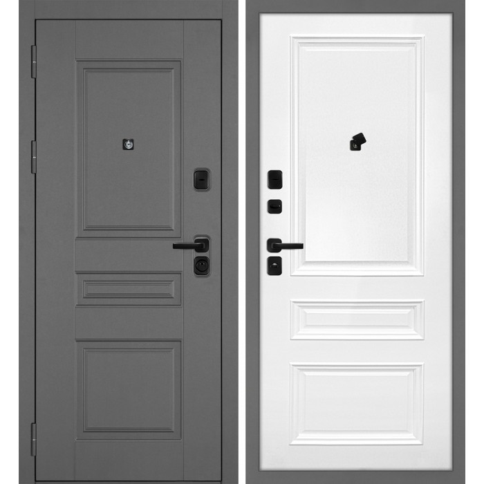 Дверь Скамбио Порте Октава-150/Smalta-06 Серый / Белый ral 9003