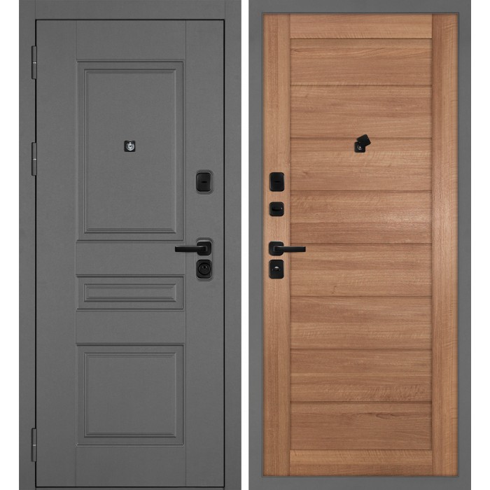 Дверь Скамбио Порте Октава-150/ТЕХНО-708 Серый / Миндаль