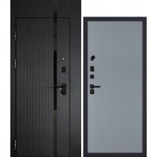 Сити-1/P1 гладкая, с фальш-фрамугой черный мягкая шагрень / Серый матовый