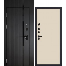 Сити-1/P1 гладкая, с фальш-фрамугой черный мягкая шагрень / Бежевый матовый