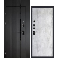 Сити-1/PR -103, с фальш-фрамугой черный мягкая шагрень / Бетон светлый