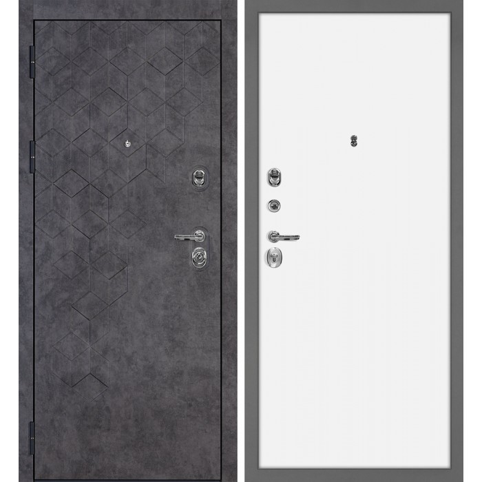Дверь Скамбио Порте Тетра-126/Гладкая Бетон темный / Белый