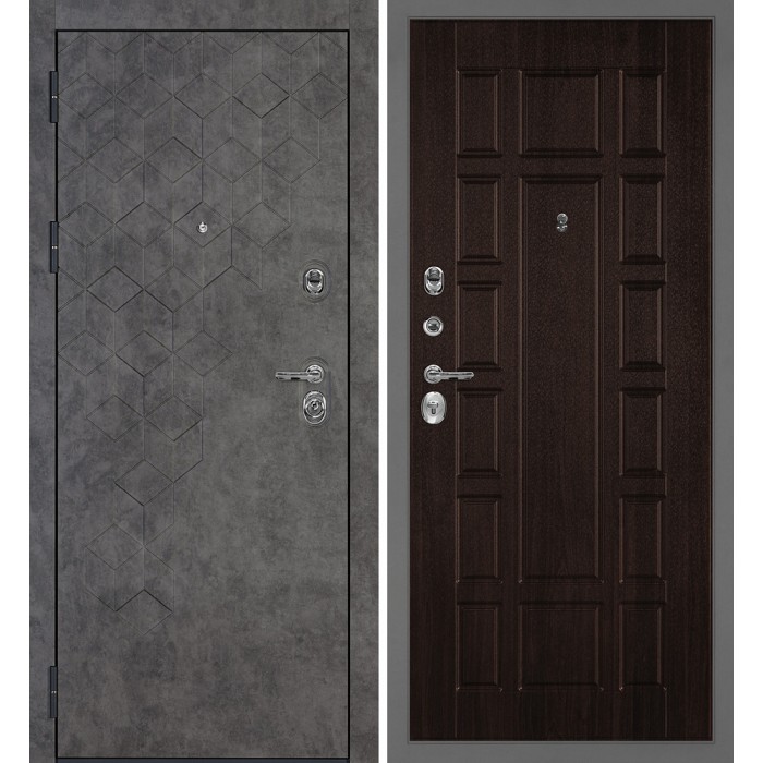 Дверь Скамбио Порте Тетра-126/PR-124 Бетон темный / Дуб мореный