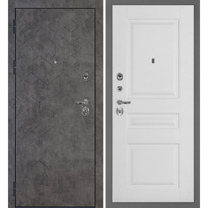 Дверь Скамбио Порте Тетра-126/PR-150 Бетон темный / Белый
