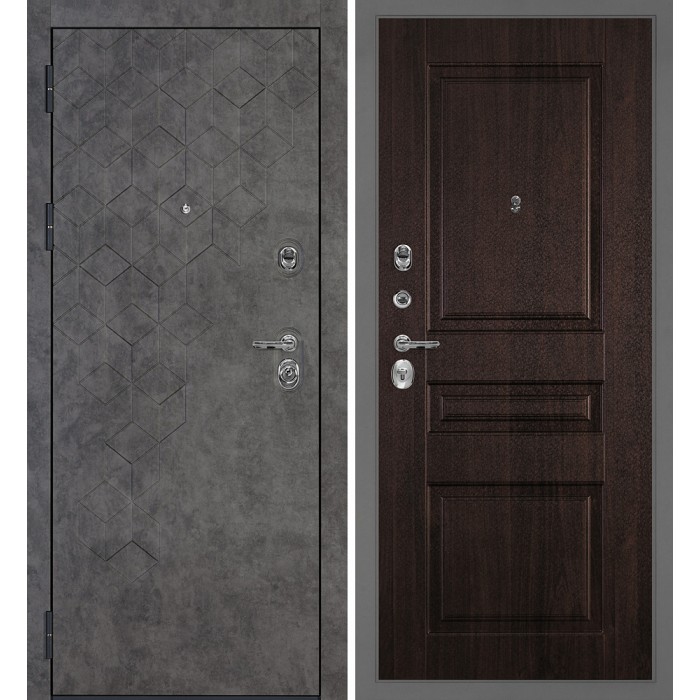 Дверь Скамбио Порте Тетра-126/PR-150 Бетон темный / Дуб мореный