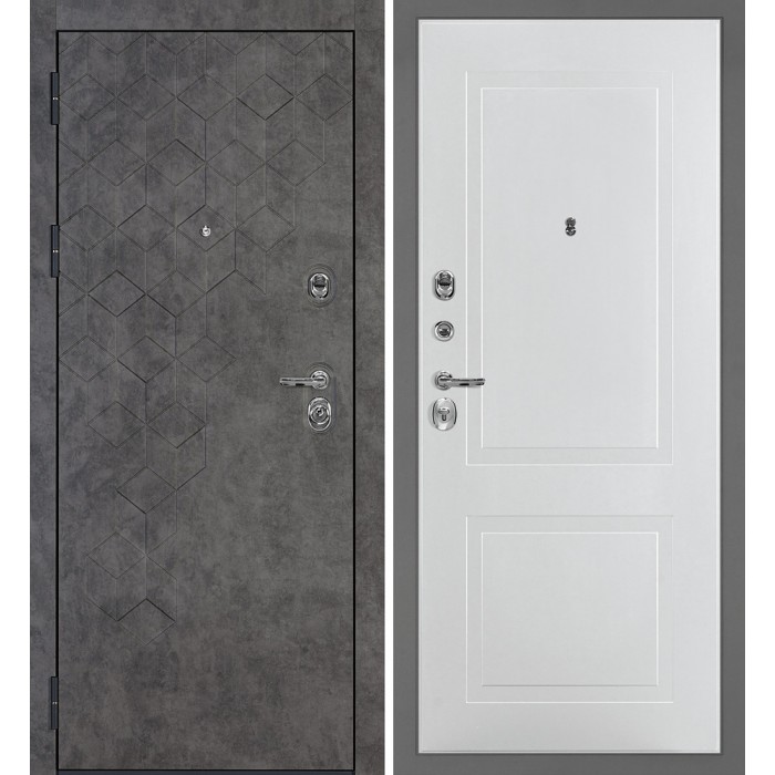 Дверь Скамбио Порте Тетра-126/PR-167 Бетон темный / Белый