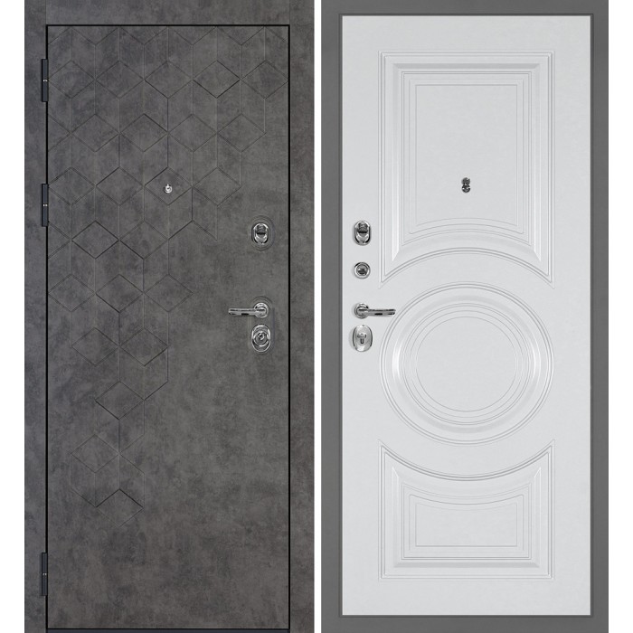 Дверь Скамбио Порте Тетра-126/PR-177 Бетон темный / Белый