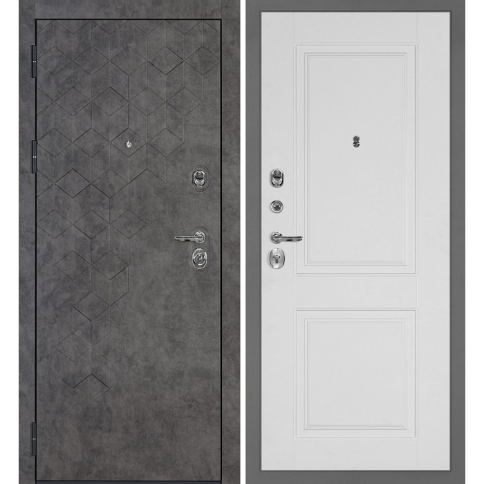 Дверь Скамбио Порте Тетра-126/PR-180 Бетон темный / Белый
